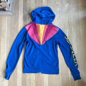 Aviator Nation "Sundancer" blue hoodie, quilted back design, S